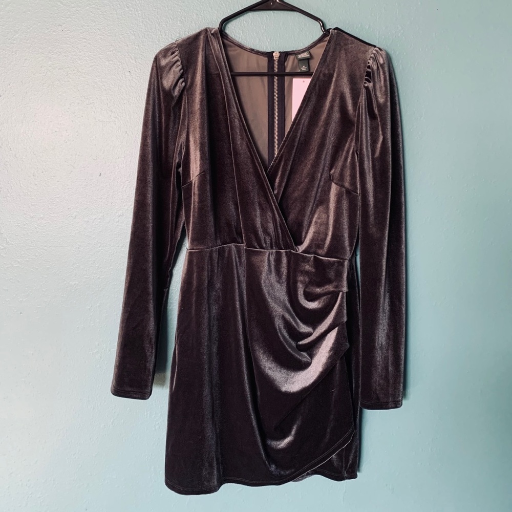 Wild fable, gray velvet dress